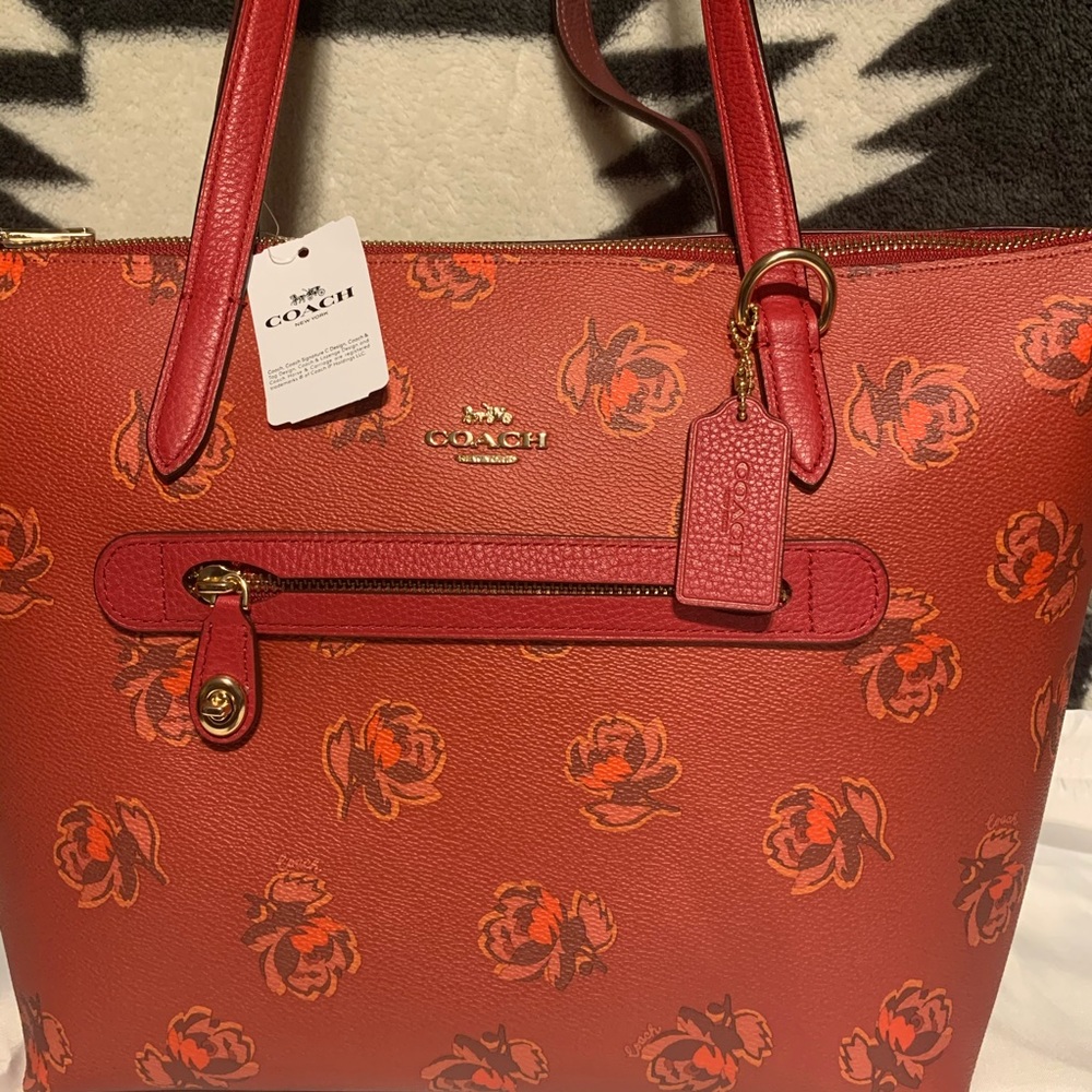 ✨HP✨🆕Coach Floral Print Leather Taylor Tote - Picture 5 of 8